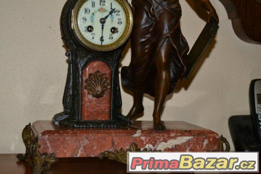 KRÁSNÉ STAROŽITNÉ FRANCOUZSKÉ HODINY, BRONZ+MRAMOR – fotografie 3