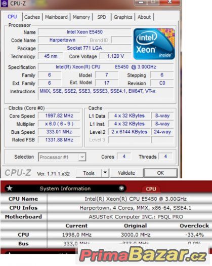 E5450 ctyrjadro pro LGA 775.=q9650,rychlejsi jak q9550,q9450 – fotografie 4