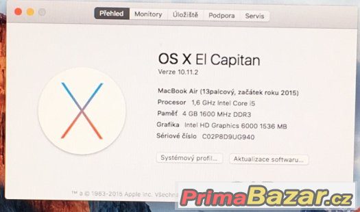 Macbook Air 13, rok 2015, 4GB RAM, 128GB SSD – fotografie 2