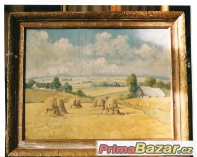 Prodám obraz -Krajina se snopy.