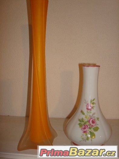2 x váza sklo a porcelán – fotografie 3