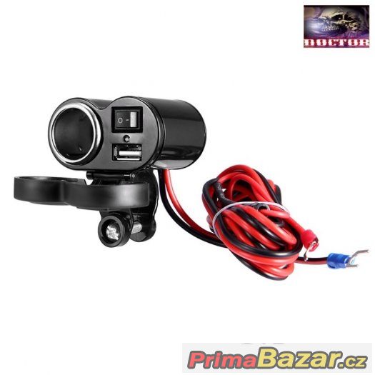 Voděodolná 12V moto nabíjčka s 1x USB,vypínač. – fotografie 1
