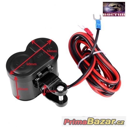 Voděodolná 12V moto nabíjčka s 1x USB,vypínač. – fotografie 5