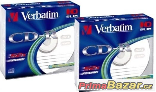 2x Verbatim CD-R 700MB 52x, AZO, slim box, 10ks v balení – fotografie 1