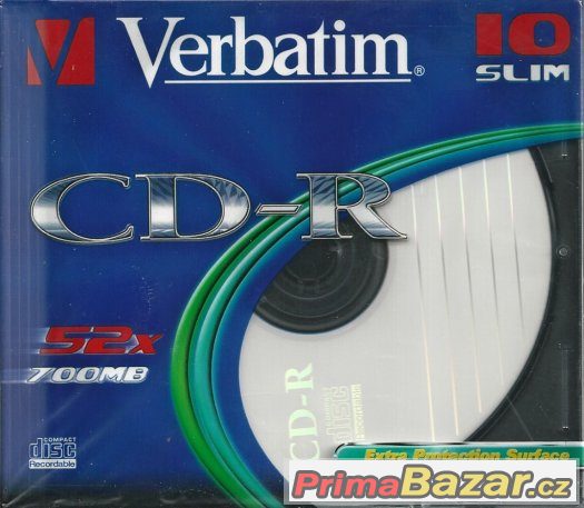 2x Verbatim CD-R 700MB 52x, AZO, slim box, 10ks v balení – fotografie 3