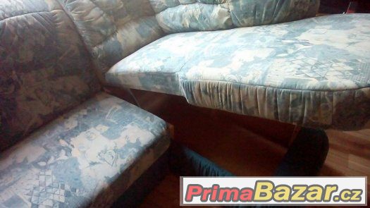 Prodám rohovou rozkládací sedačku, tyrkysová, 220/150, ložný – fotografie 3