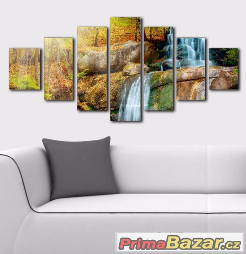 VELKÝ obraz - sedmidílný - VODOPÁD - 210 x 100 cm – fotografie 1