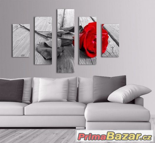Obraz  RŮŽE ČB - pětidílný - velikost 100x70 cm – fotografie 1