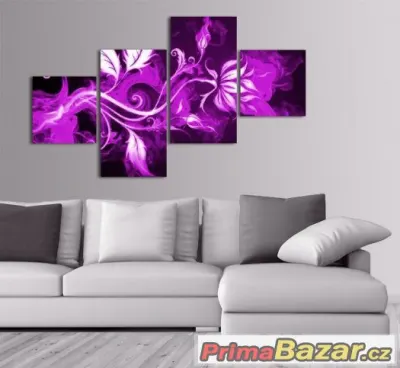 Čtyřdílný obraz - FIALOVÝ KVĚT - velikost 100x70 cm