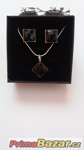 Úžasný stříbrný set se Swarovski Chessboard, nový – fotografie 1