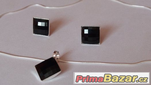 Úžasný stříbrný set se Swarovski Chessboard, nový – fotografie 2