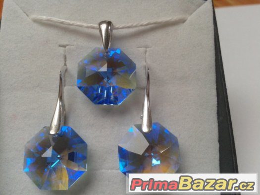 Stříbrný set se Swarovski Octagon, nový – fotografie 3