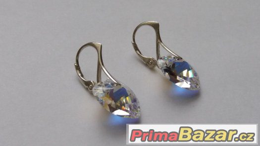 Krásné stříbrné náušnice se Swarovski Heart, 14 mm, nové – fotografie 3