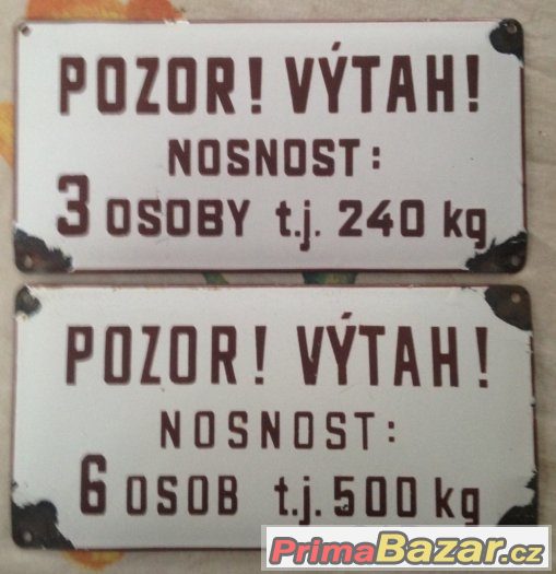 Stara smaltovana cedule VYTAH ... cca 10x 21 cm – fotografie 1