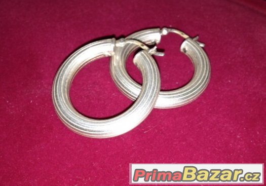 Ag 925/1000 stříbrné puncované masivní kruhy cca 3 cm průměr – fotografie 1
