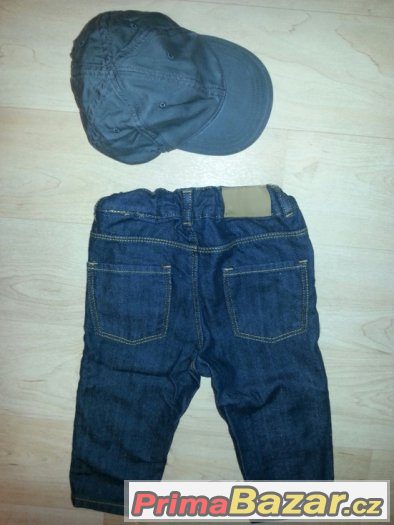 Chlapecké rifličky H&M vel. 74, jako nové + kšiltovka H&M – fotografie 1