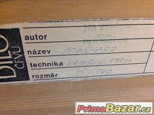 Prodám obraz MAŠKARA ZA VESNICÍ , plátno , 158cm x 94cm – fotografie 3