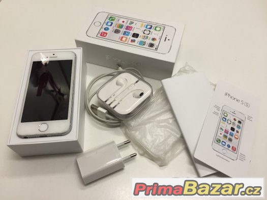 iPhone 5S, Silver, 16GB, TOP stav, kompletní balení + obal, – fotografie 1