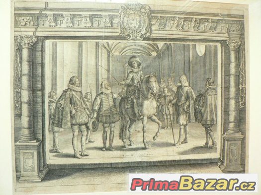 Drezúra koní, Pluvinel z  r. 1666, orig. rytina – fotografie 1
