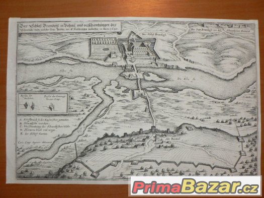 Brandýs nad Labem, rytina z roku 1650, originál – fotografie 1