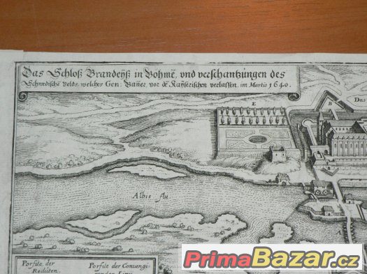 Brandýs nad Labem, rytina z roku 1650, originál – fotografie 4
