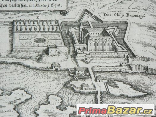 Brandýs nad Labem, rytina z roku 1650, originál – fotografie 5