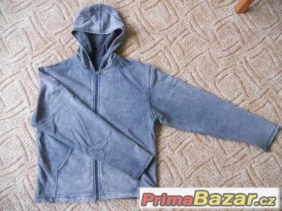 Hnědo šedá mikina s kapucí, klokanka, vel. L