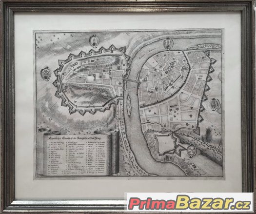 PRAHA rytina z roku 1650 originál Merian – fotografie 1