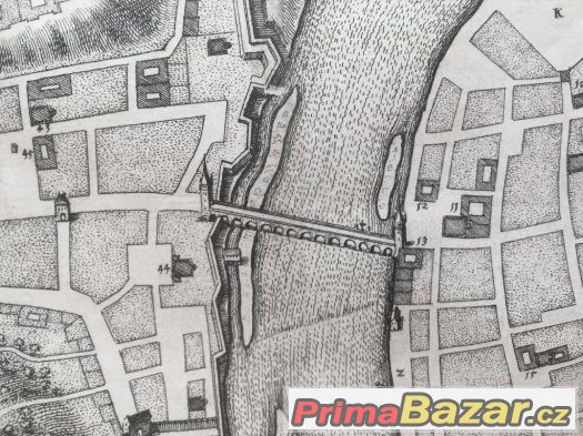 PRAHA rytina z roku 1650 originál Merian – fotografie 3