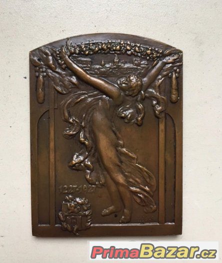 Litoměřice, bronz plaketa 700 let města, secesní – fotografie 1
