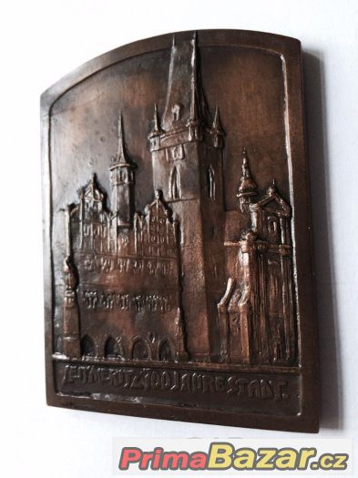 Litoměřice, bronz plaketa 700 let města, secesní – fotografie 4