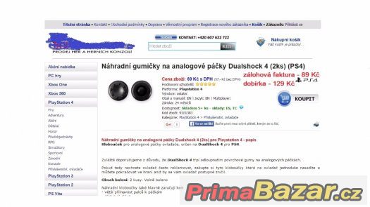 Náhradní kloboučky pro analogové páčky Ovladač PS3 – fotografie 1