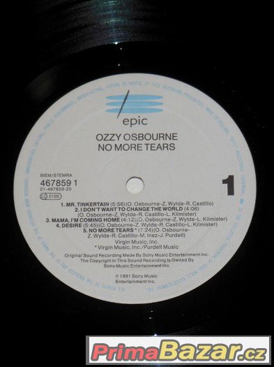 Prodám LP Ozzy Osbourne ‎– No More Tears (1991) – fotografie 3