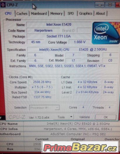 Intel Xeon e5420 ctyrjadro (2.5ghz,1333fsb,12MB,80W)=>q9400 – fotografie 2