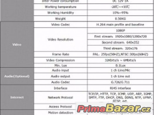 IP Kamera Bezdrátová ONVIF venkovní WIFI HD1080P 2mpx – fotografie 2