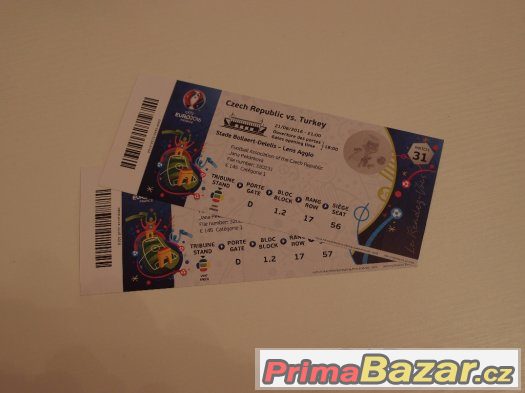 2x VSTUPENKY EURO 2016 - Turecko-ČR, 1.kat – fotografie 3