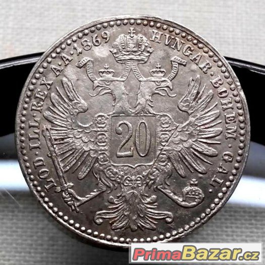 20 krejcarů 1869 bz, František Josef I., Vídeň – fotografie 1
