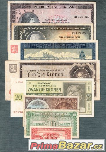 Staré bankovky sestava 1940-1950 - 8kusů – fotografie 1