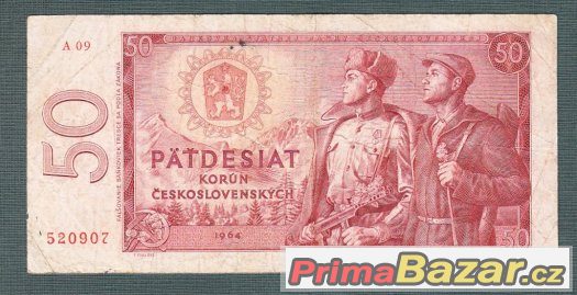 Staré bankovky - 50 kčs 1964 VZÁCNÁ serie A – fotografie 1