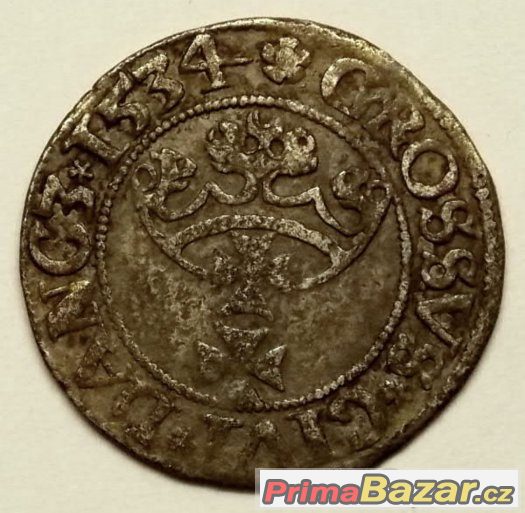 Groš 1534 - pro Gdaňsk, Zikmund I. Starý – fotografie 1