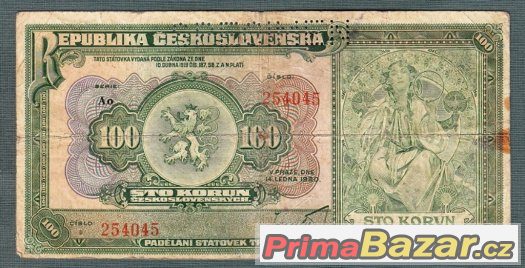 Staré bankovky První republika 100 korun 1920 VZÁCNÁ – fotografie 1