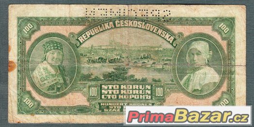 Staré bankovky První republika 100 korun 1920 VZÁCNÁ – fotografie 2