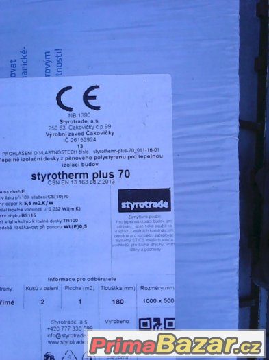 Fasádní polystyren STYROTHERM PLUS 70 TLOUŠTKA-180mm – fotografie 3