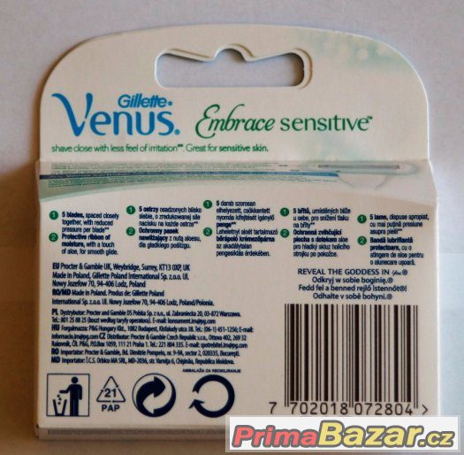 Gillette Venus ProSkin Sensitive náhradní hlavice 4 ks – fotografie 2