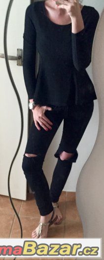 H&M luxusni peplum trpytivy cerny dl.rukav S – fotografie 3