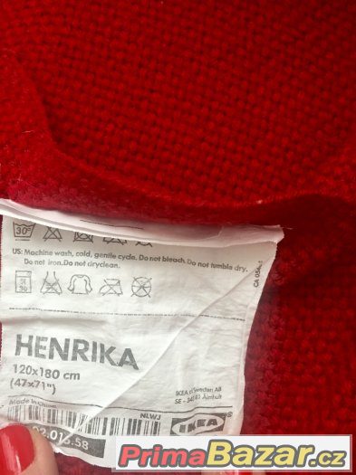 Ikea cerveny krasny prehoz vel.120x180cm – fotografie 4