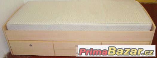 Postel se suplaty + rošt + matrace 90x200 – fotografie 1