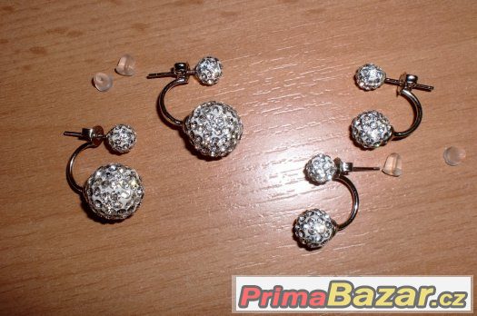 Oboustranné naušnice Shamballa stříbrné – fotografie 1