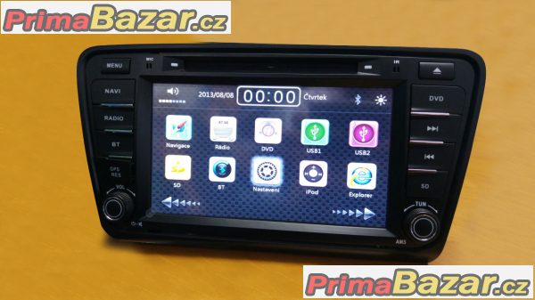 8" Dotykové autorádio ŠKODA - DVD,USB,SD s navigací, CZ MENU