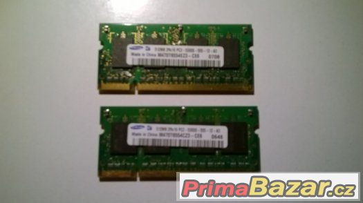 So-dimm 2x 512MB = 1GB DDR2 RAM Samsung, 667MHz pro notebook – fotografie 1